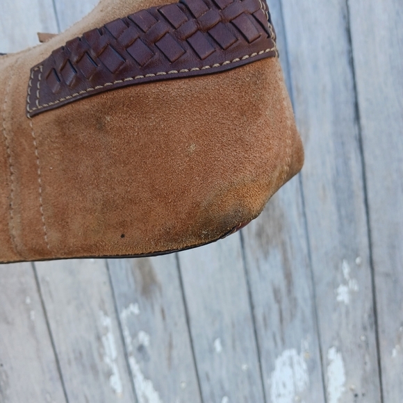 Vtg 395 Fossil Hobo Handbag Bag Suede and Braided Leather Tassle Y2K - Picture 9 of 16